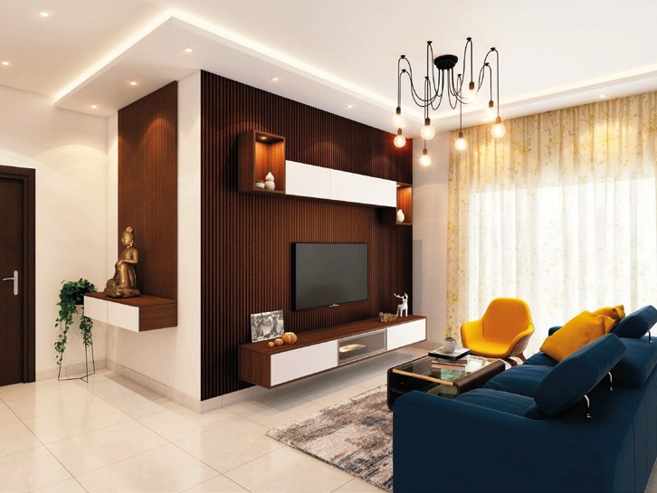 Panel ranurado WPC Wengue instalado