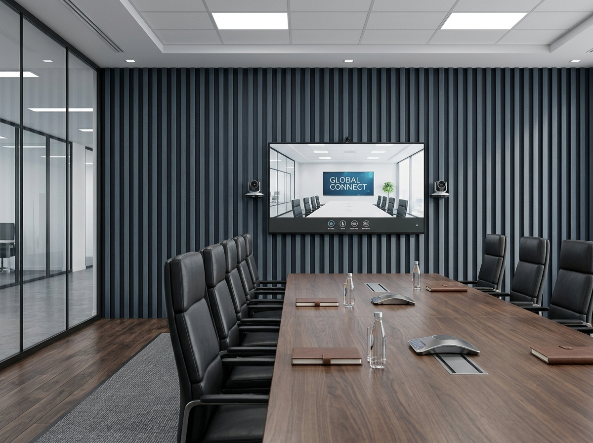 Panel ranurado WPC Gris Oscuro instalado — ejemplo de uso