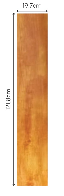 Tabla completa del piso HDF Haya — 121.8cm × 19.7cm