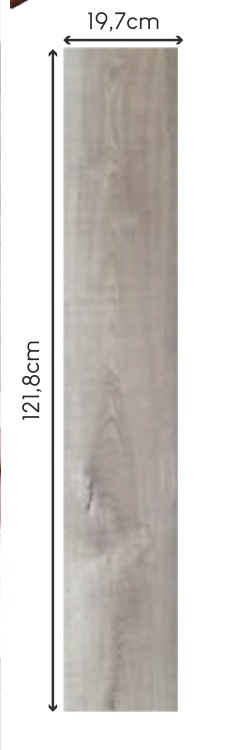 Tabla completa del piso HDF Gris — 121.8cm × 19.7cm