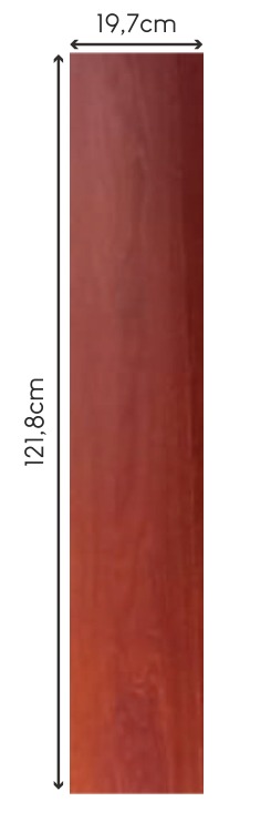 Tabla completa del piso HDF Caoba — 121.8cm × 19.7cm