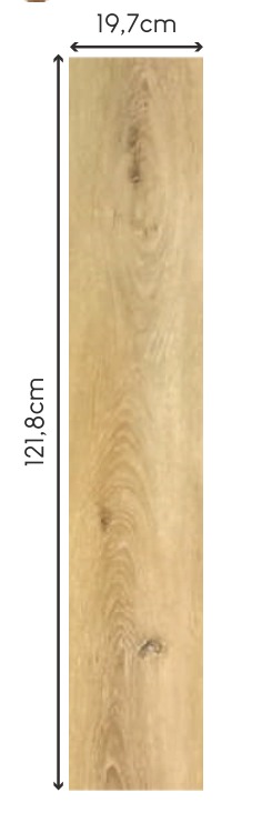 Tabla completa del piso HDF Roble Brown — 121.8cm × 19.7cm