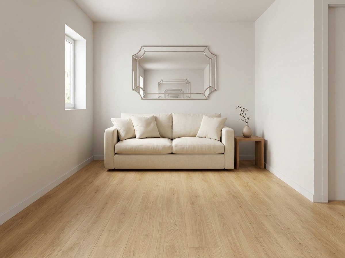Piso HDF Roble Brown instalado — ejemplo de uso