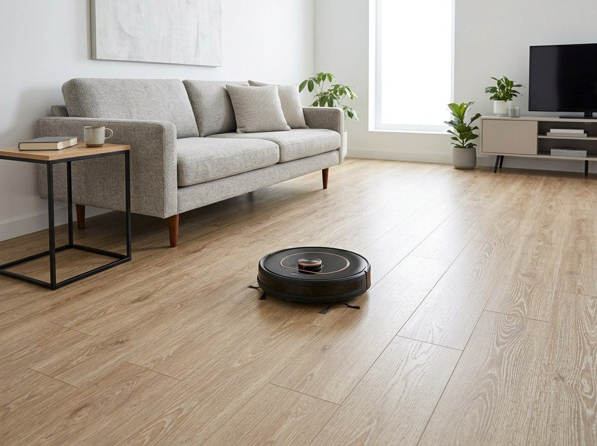 Piso SPC Roble Brown instalado — ejemplo de uso
