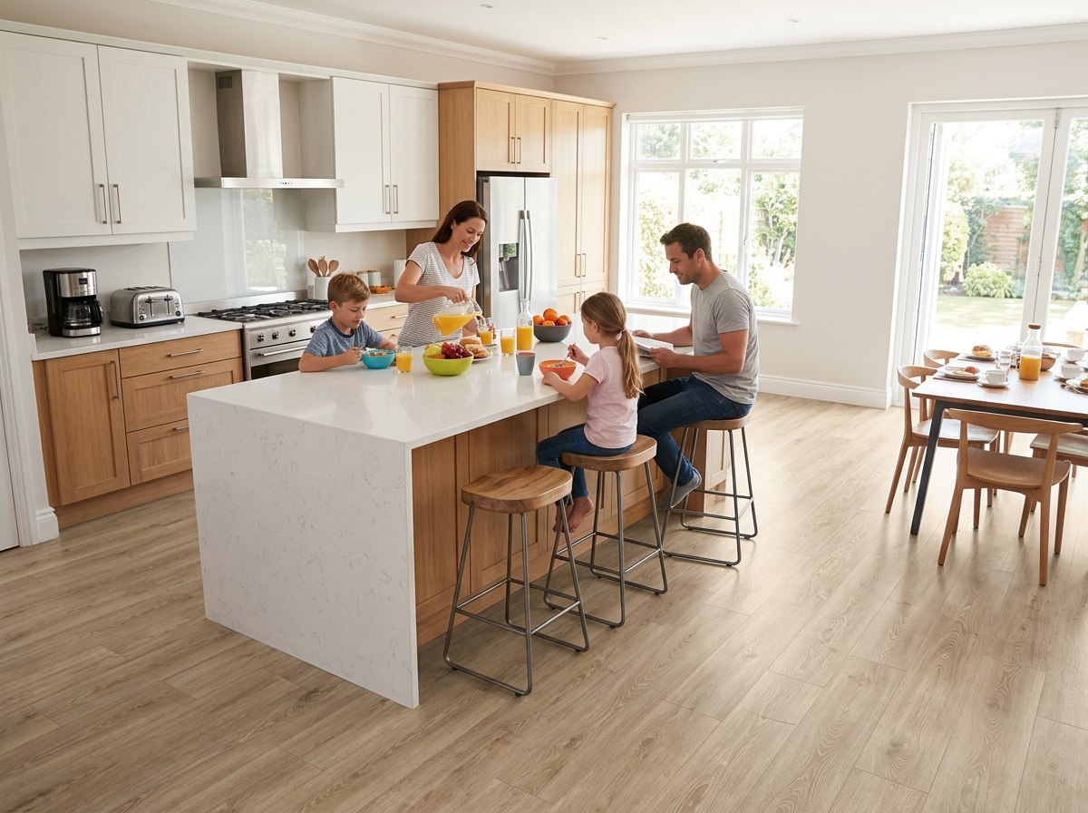 Piso SPC Roble Brown instalado — ejemplo de uso