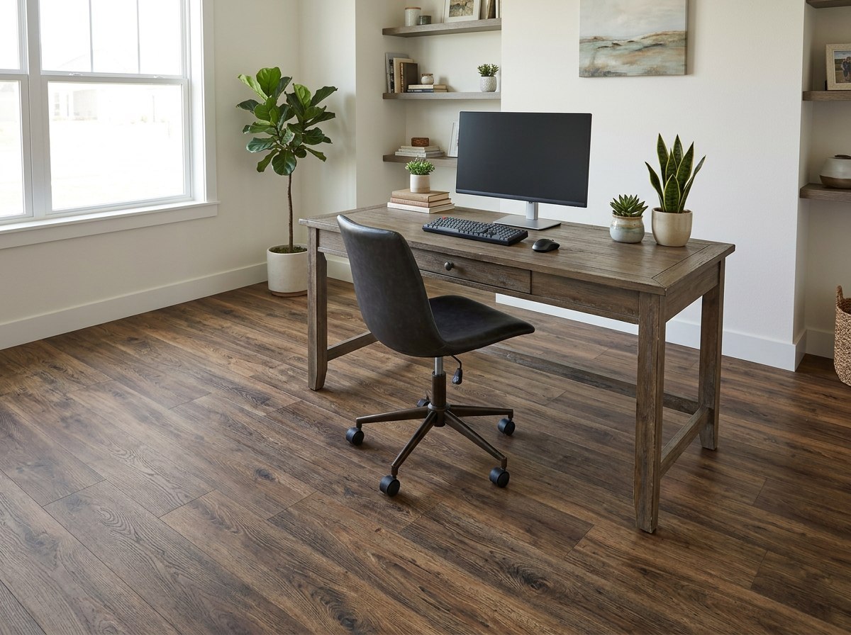 Piso SPC Hardvest Oak instalado — ejemplo de uso